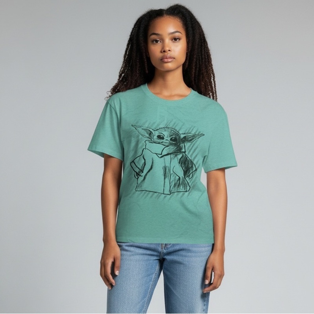 New Star Wars Women Teal Grogu T-Shirt